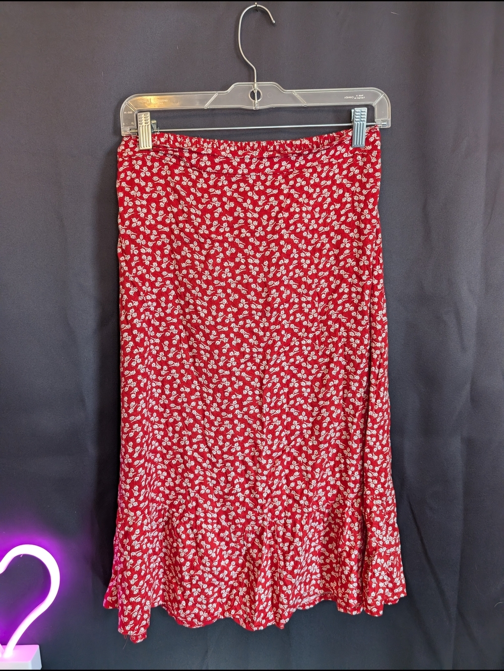 Red Floral Tie-back Women’s Two Piece Flowy Puff Sleeve Crop Top Long Skirt Set - Picture 8 of 13